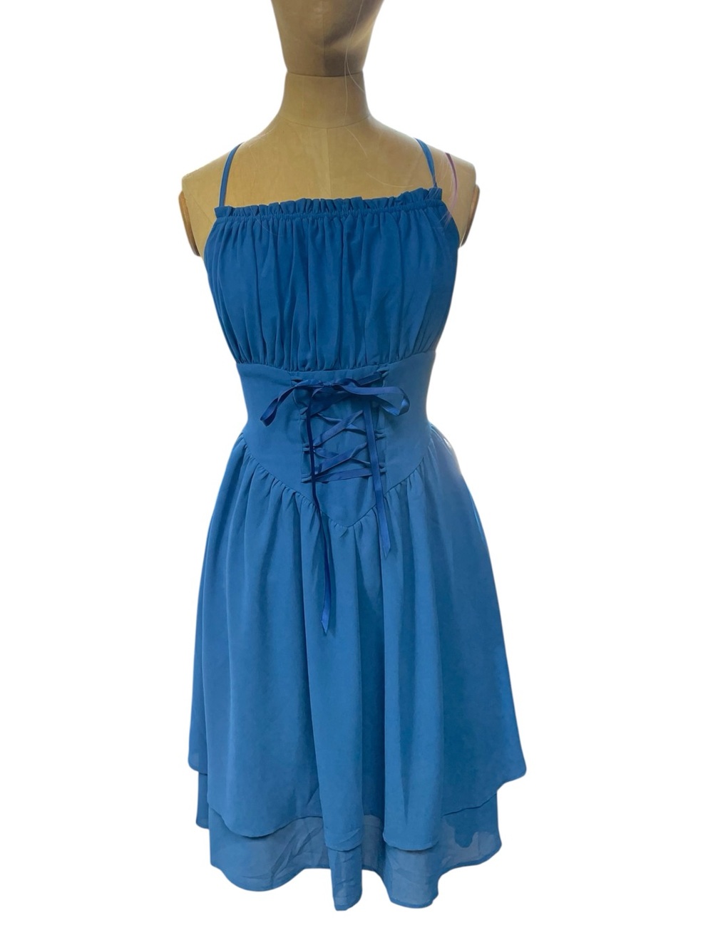 Scarlet Darkness Milkmaid Goth Dress Small Blue Renaissance Fairy Corset Lace
